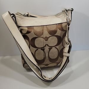 Coach Canvas Signature Crossbody in Brown and Cream